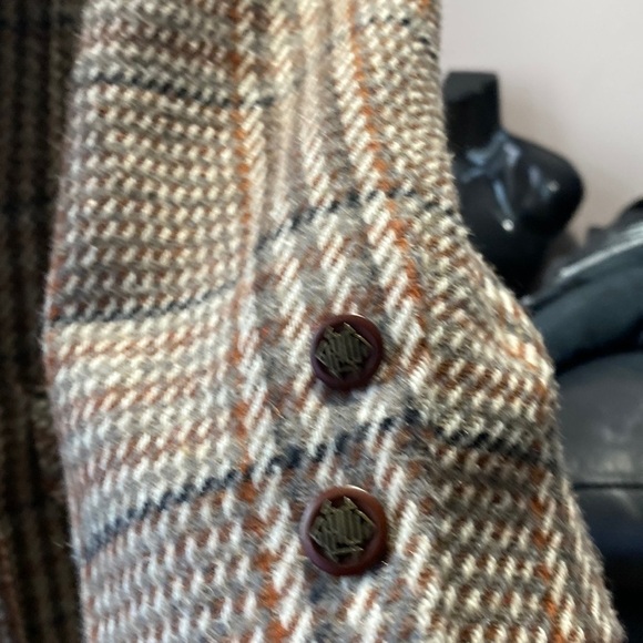 VINTAGE TWO Roads Plaid Tweed Preppy Sport Blazer Brown Greyish Wool Sz 7 - Picture 8 of 14